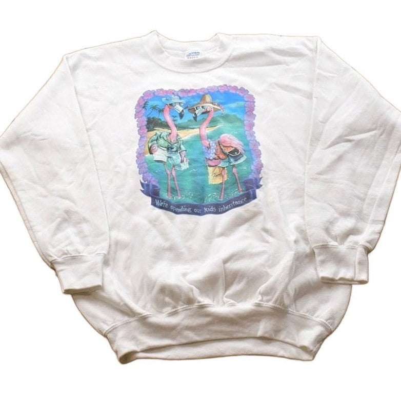 Vintage 1990s Flamingo Theme Crewneck Sweatshirt Men's Medium from propervintagecanada