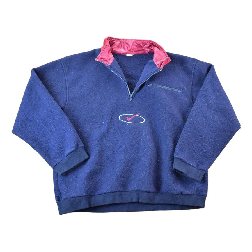 Vintage 1990s Fleece Checkmark Collared Sweatshirt Mens XL from propervintagecanada