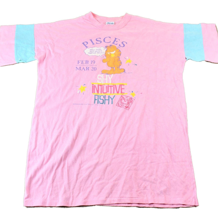 Vintage 1990s Flirts Pices Zodiac Sign Garfield Graphic T-Shirt Men's XL from propervintagecanada