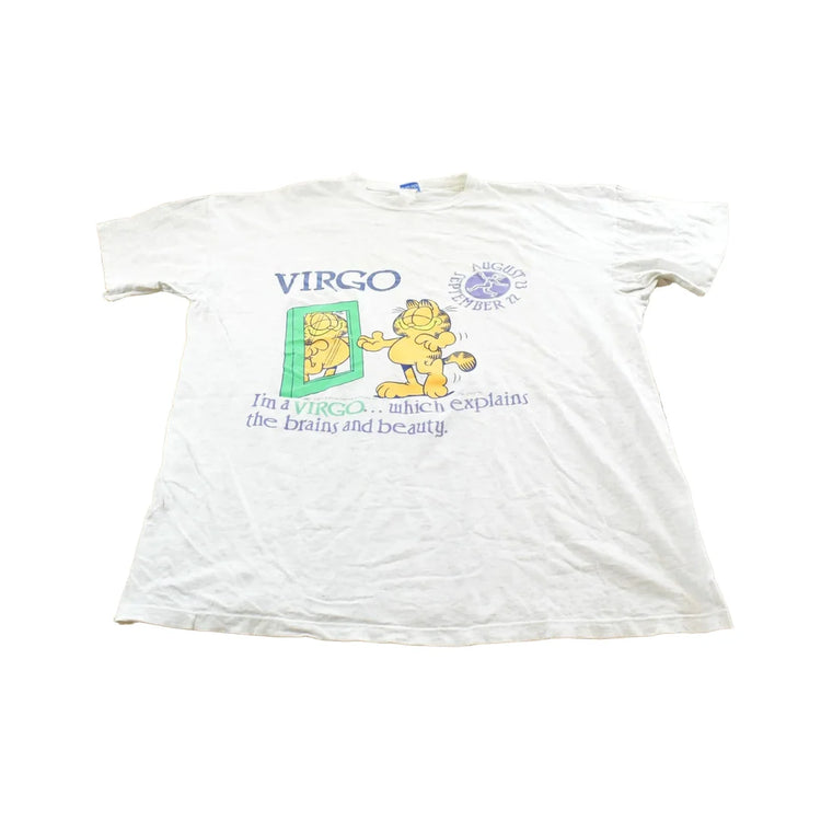 Vintage 1990s Flirts Virgo Zodiac Sign Garfield Graphic Sleep T-Shirt Mens 3XL from propervintagecanada