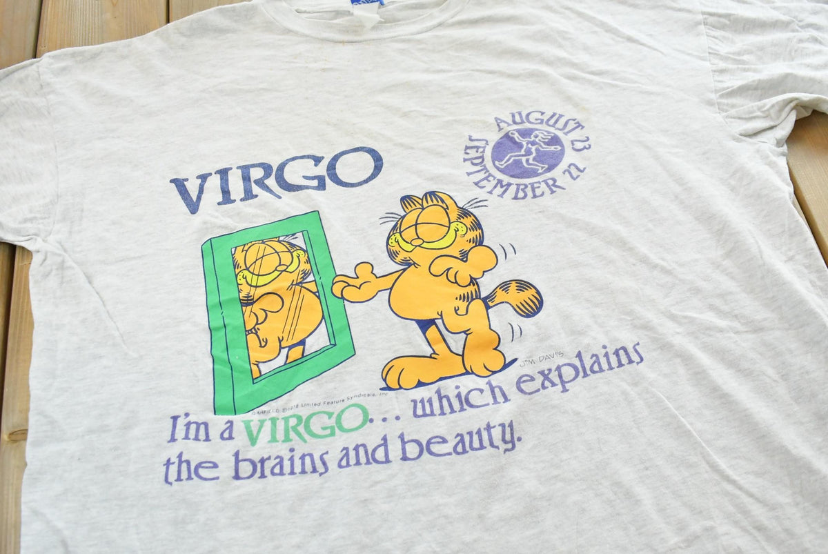 Vintage 1990s Flirts Virgo Zodiac Sign Garfield Graphic Sleep T-Shirt Mens 3XL from propervintagecanada