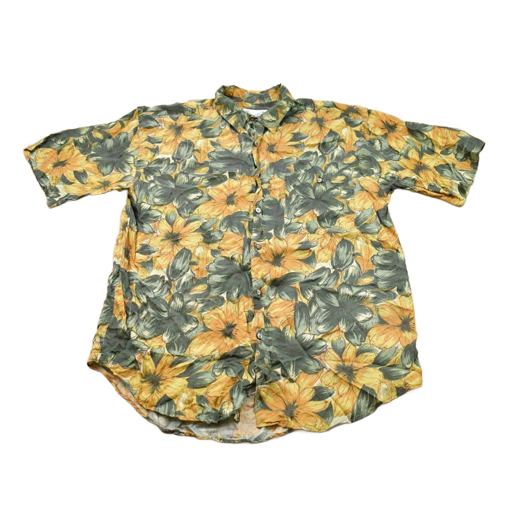 Vintage 1990s Floral All Over Print Go Ouch Short Sleeve Shirt Men's Medium from propervintagecanada