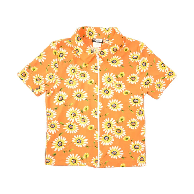 Vintage 1990s Floral AOP Souvenir Zip T-Shirt Women's S from propervintagecanada