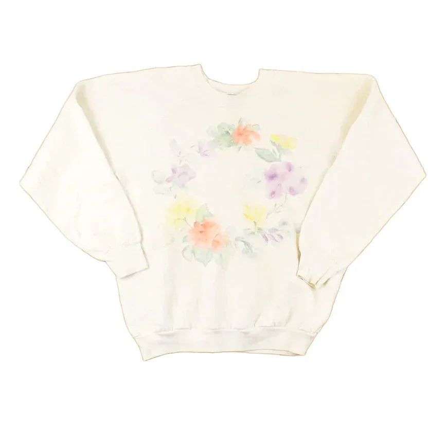 Vintage 1990s Floral Circle Graphic Print Crewneck Sweatshirt Womens L from propervintagecanada