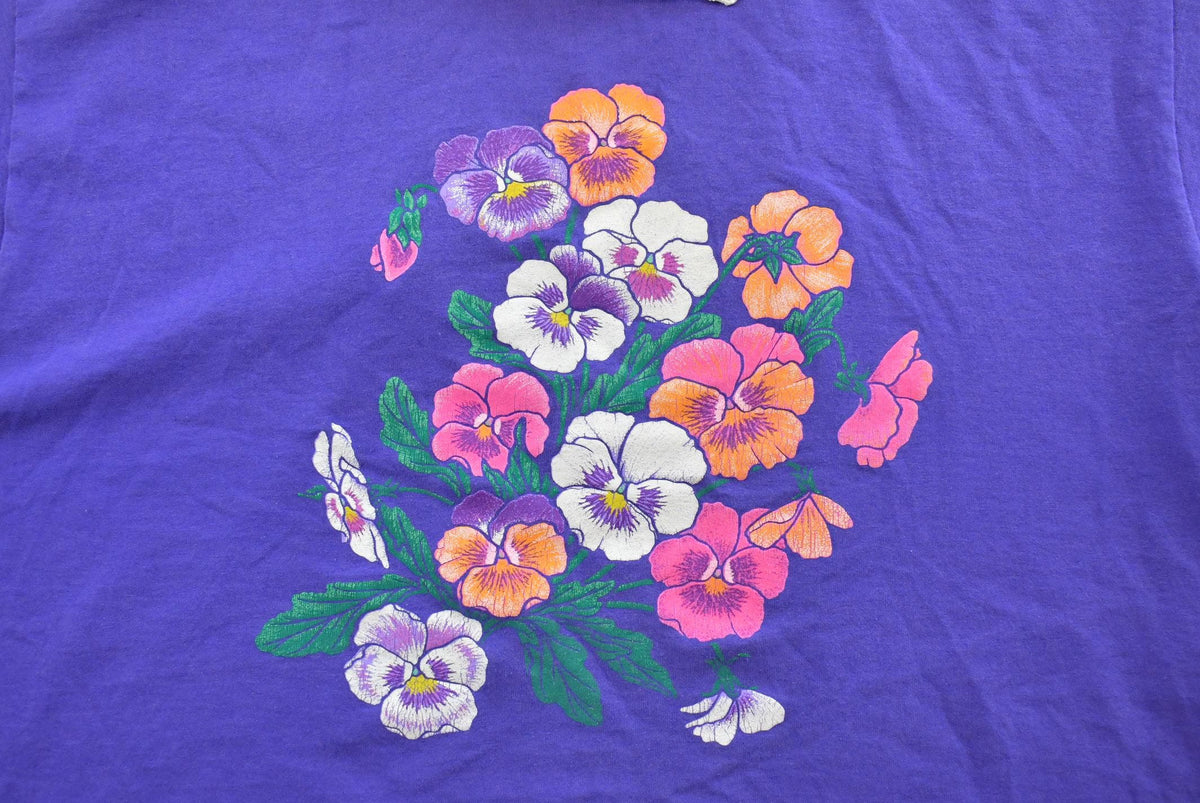 Vintage 1990s Floral Graphic Collared T-Shirt Men's L from propervintagecanada
