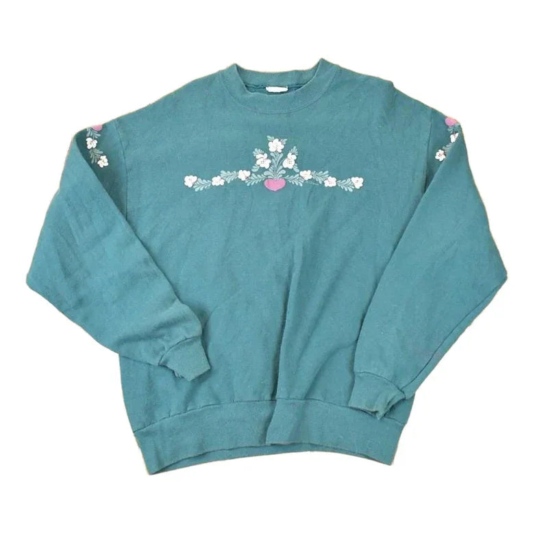 Vintage 1990s Floral Graphic Print Crewneck Sweatshirt Womens L from propervintagecanada