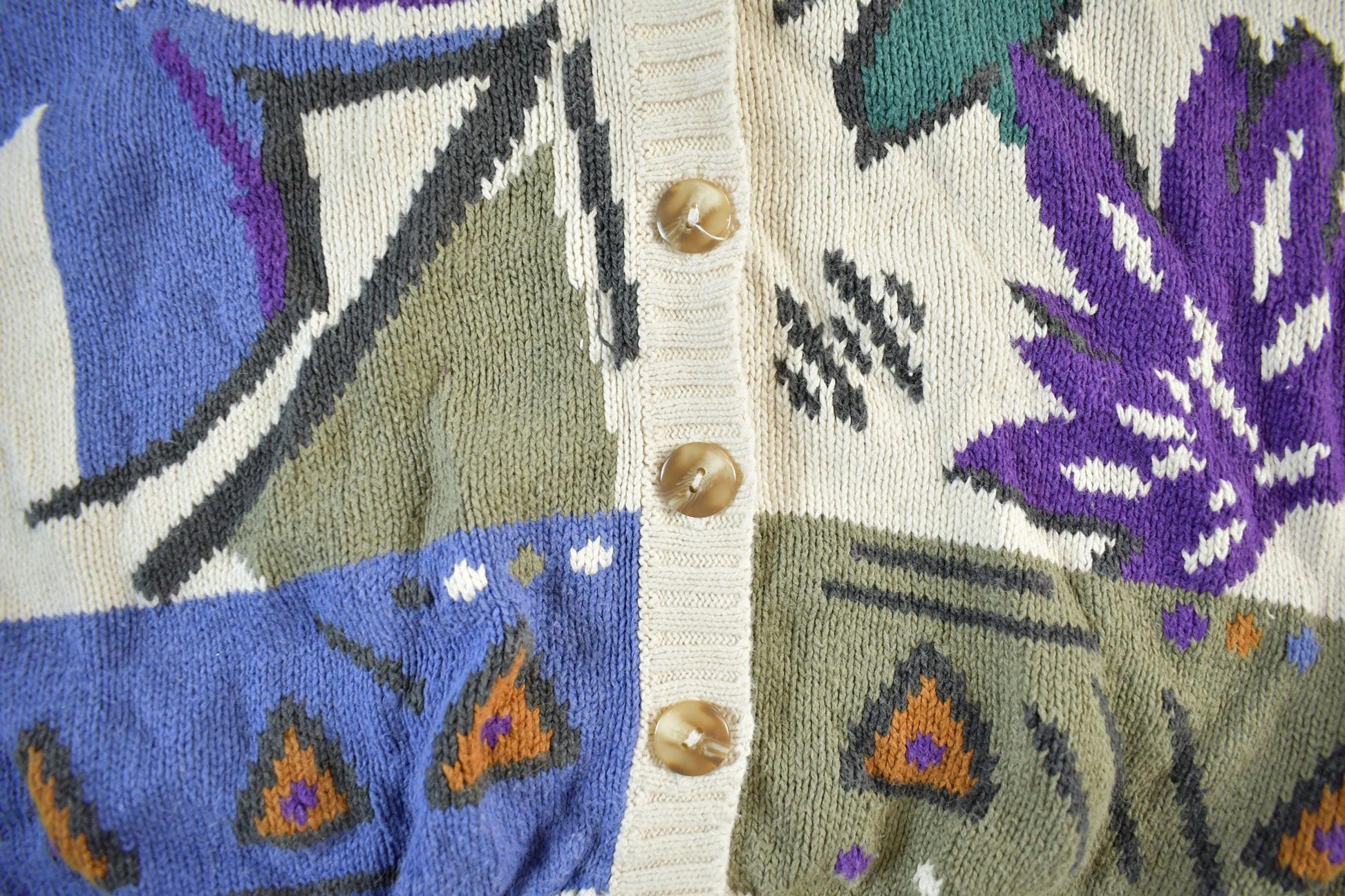 Vintage 1990s Floral Knit Cardigan Sweater Short Sleeve Women's S-M from propervintagecanada