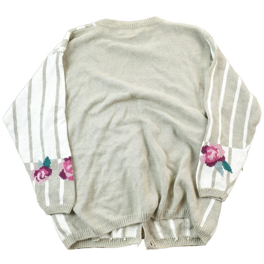 Vintage 1990s Floral Knit Cardigan Sweater Women's L from propervintagecanada