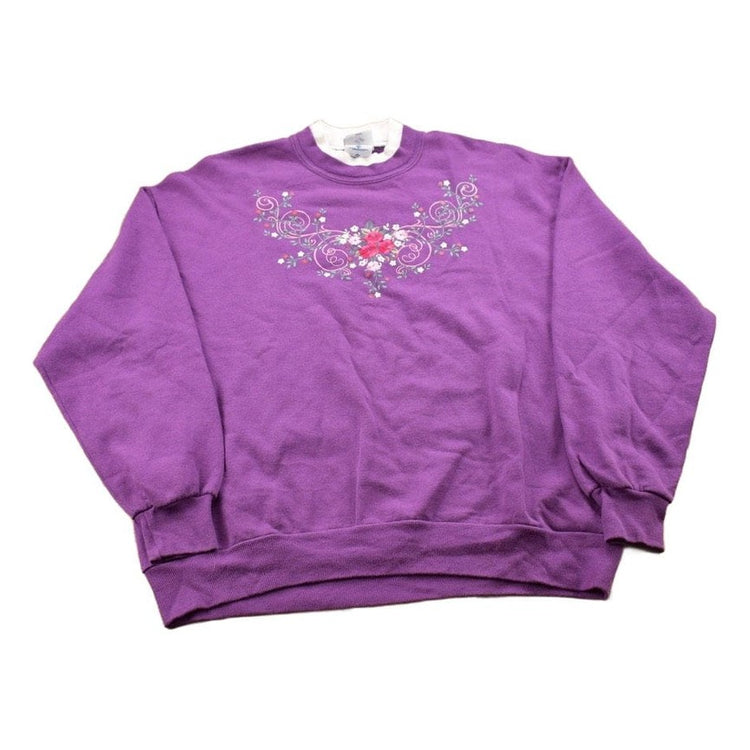Vintage 1990s Floral Theme Crewneck Sweater Men's XL from propervintagecanada
