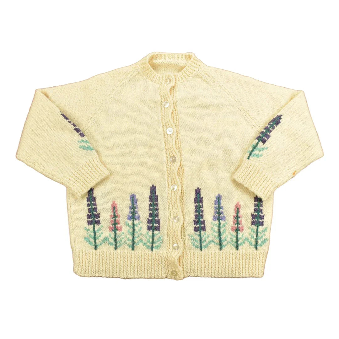 Vintage 1990s Floral Theme Knit Cardigan Sweater Women's M from propervintagecanada