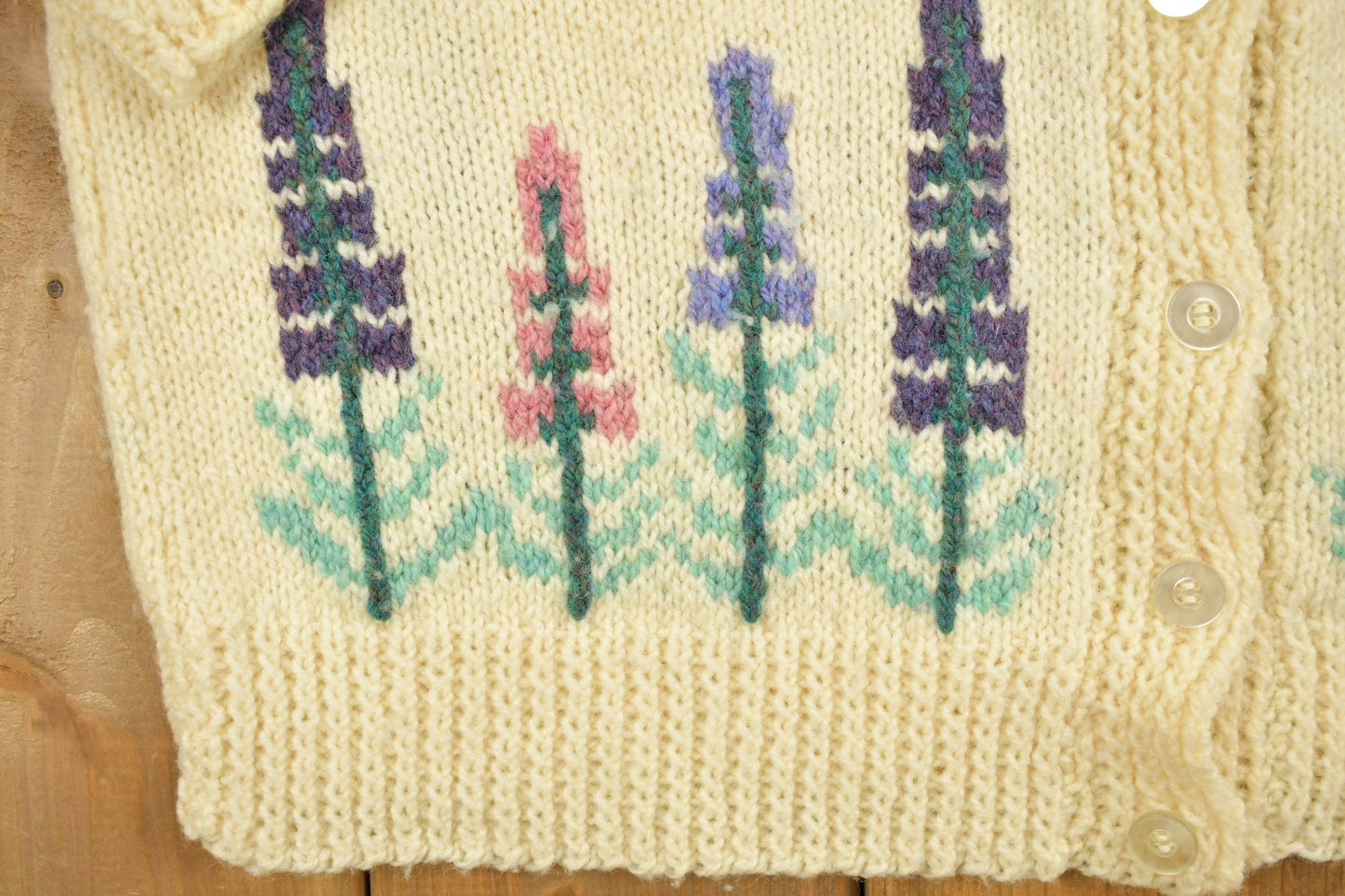 Vintage 1990s Floral Theme Knit Cardigan Sweater Women's M from propervintagecanada