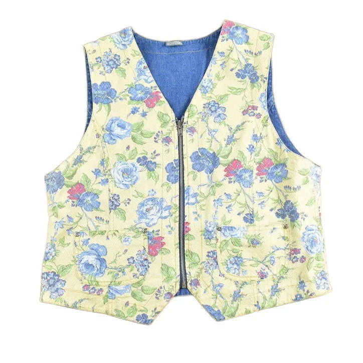 Vintage 1990s Floral Vest Women's Medium from propervintagecanada