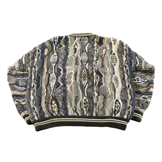 Vintage 1990s Florence Tricot 3D Cable Knit Crewneck Sweater Men's XL from propervintagecanada