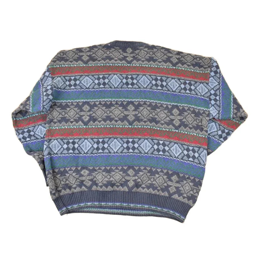 Vintage 1990s Florence Tricot Abstract Knit Crewneck Sweater Mens L from propervintagecanada