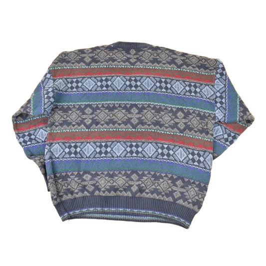 Vintage 1990s Florence Tricot Abstract Knit Crewneck Sweater Mens L from propervintagecanada