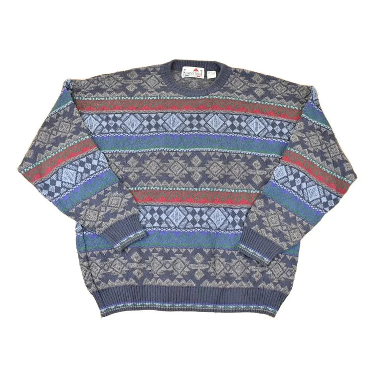 Vintage 1990s Florence Tricot Abstract Knit Crewneck Sweater Mens L from propervintagecanada