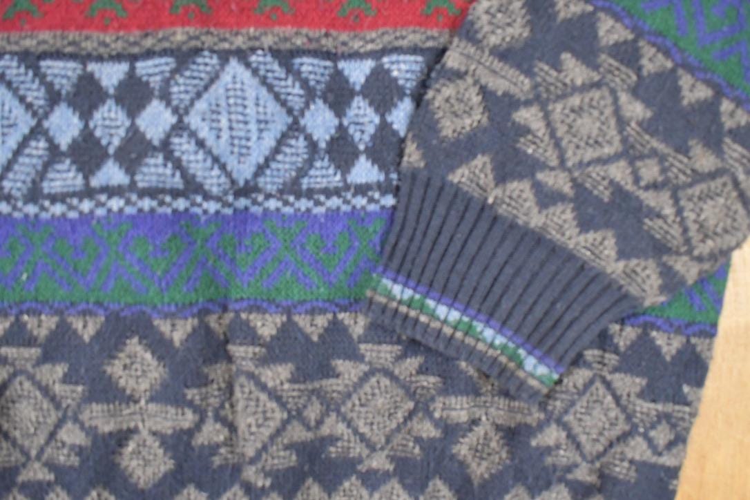 Vintage 1990s Florence Tricot Abstract Knit Crewneck Sweater Mens L from propervintagecanada