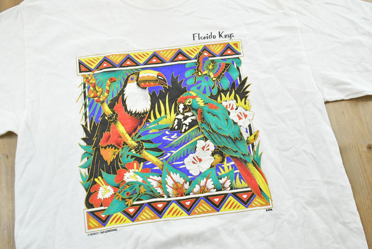 Vintage 1990s Florida Keys Birds Souvenir Graphic Print T-Shirt Mens M from propervintagecanada