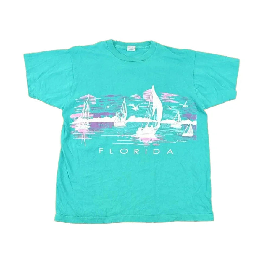 Vintage 1990s Florida Sailboats Souvenir Travel T-Shirt Men's M / Destination Shirt / 90s Single Stitch Graphic Tee / Made in USA from propervintagecanada