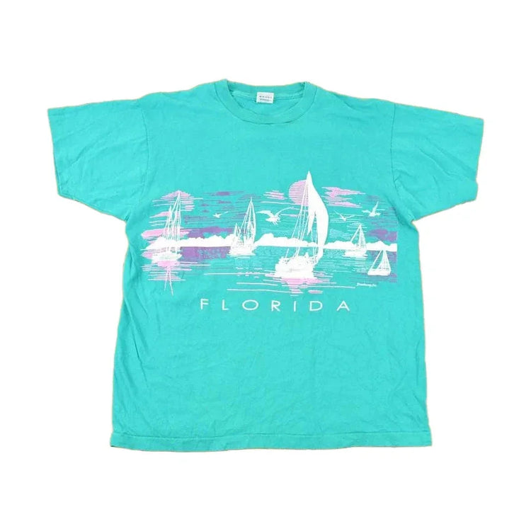 Vintage 1990s Florida Sailboats Souvenir Travel T-Shirt Men's M / Destination Shirt / 90s Single Stitch Graphic Tee / Made in USA from propervintagecanada