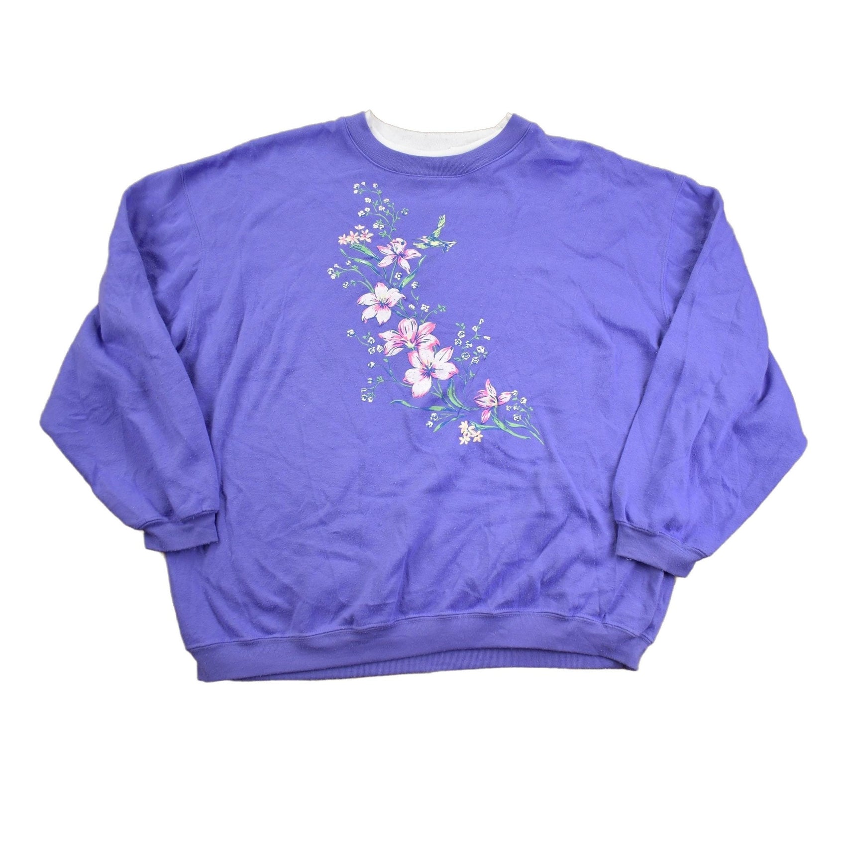 Vintage 1990s Flower Embroidery Cute Grandma Style Crewneck SweaterMen's Large from propervintagecanada