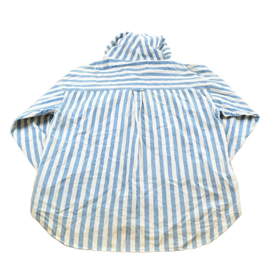 Vintage 1990s Fluid Blues Striped Flannel Hooded Button Up Shirt Mens XL from propervintagecanada