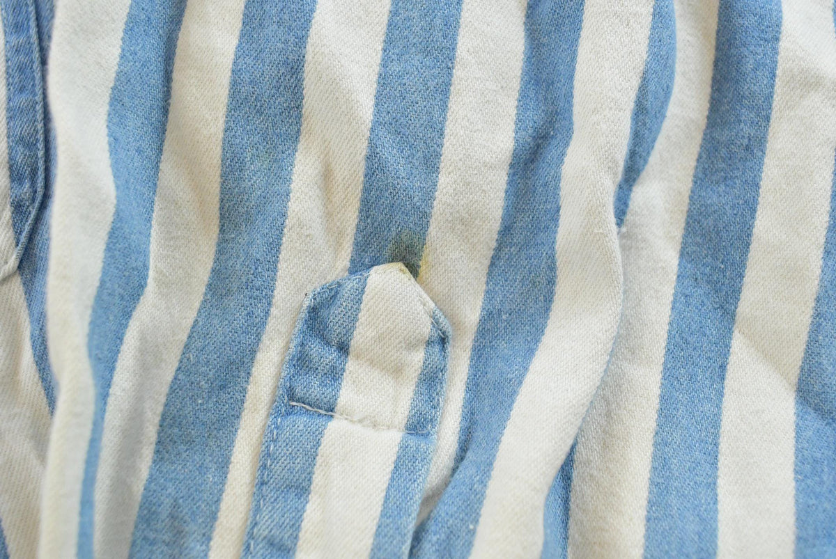Vintage 1990s Fluid Blues Striped Flannel Hooded Button Up Shirt Mens XL from propervintagecanada
