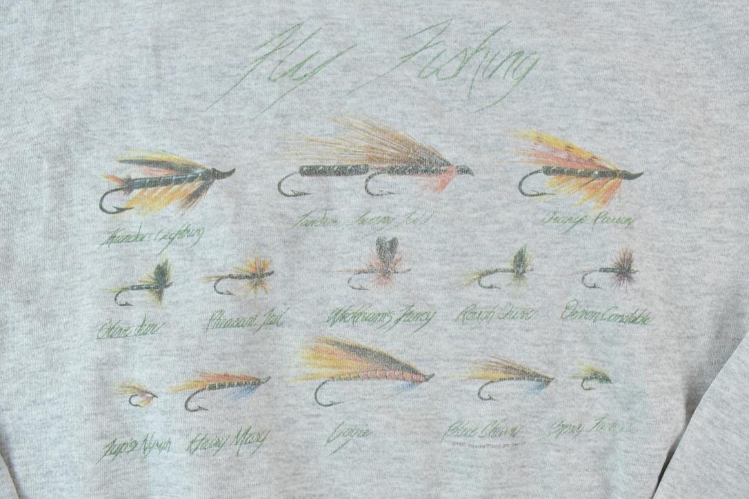 Vintage 1990s Fly Fishing Lewer Outdoorsman Crewneck Sweatshirt Men's XL from propervintagecanada