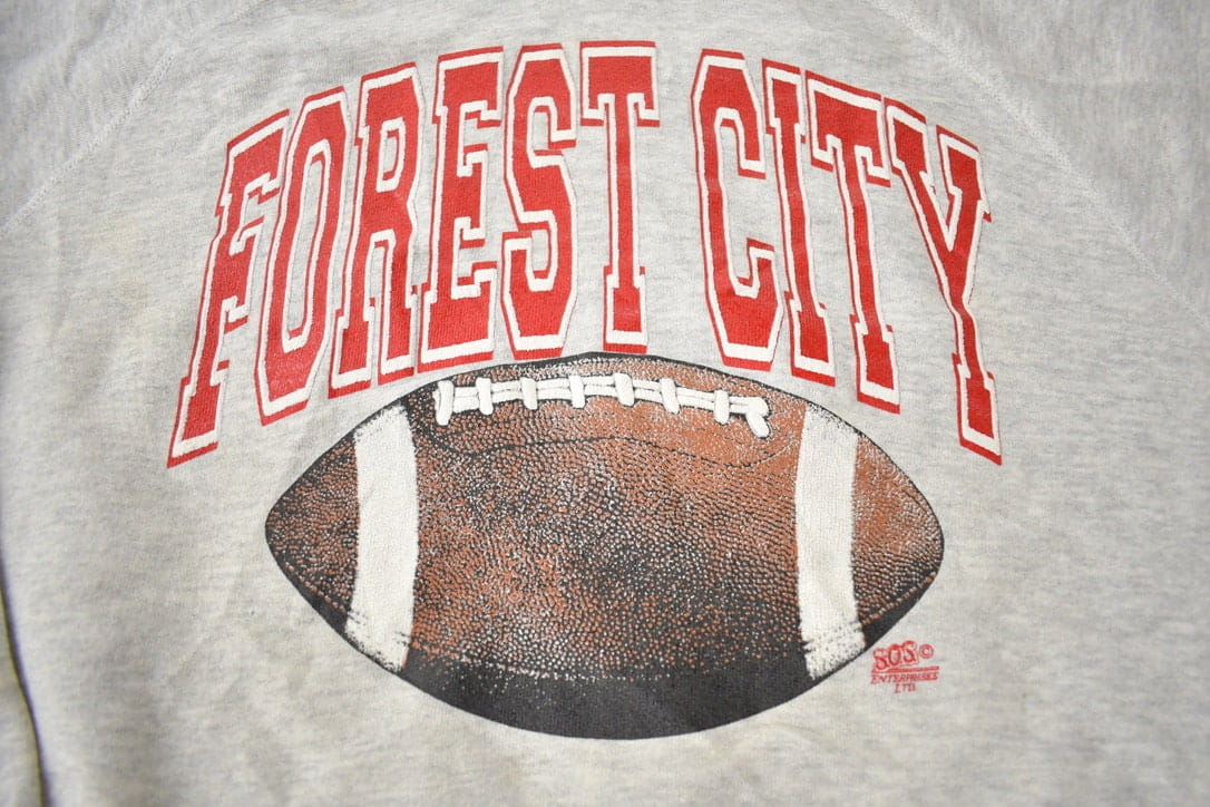 Vintage 1990s Forest City Football Collegiate Hoodie Men's 2XL from propervintagecanada