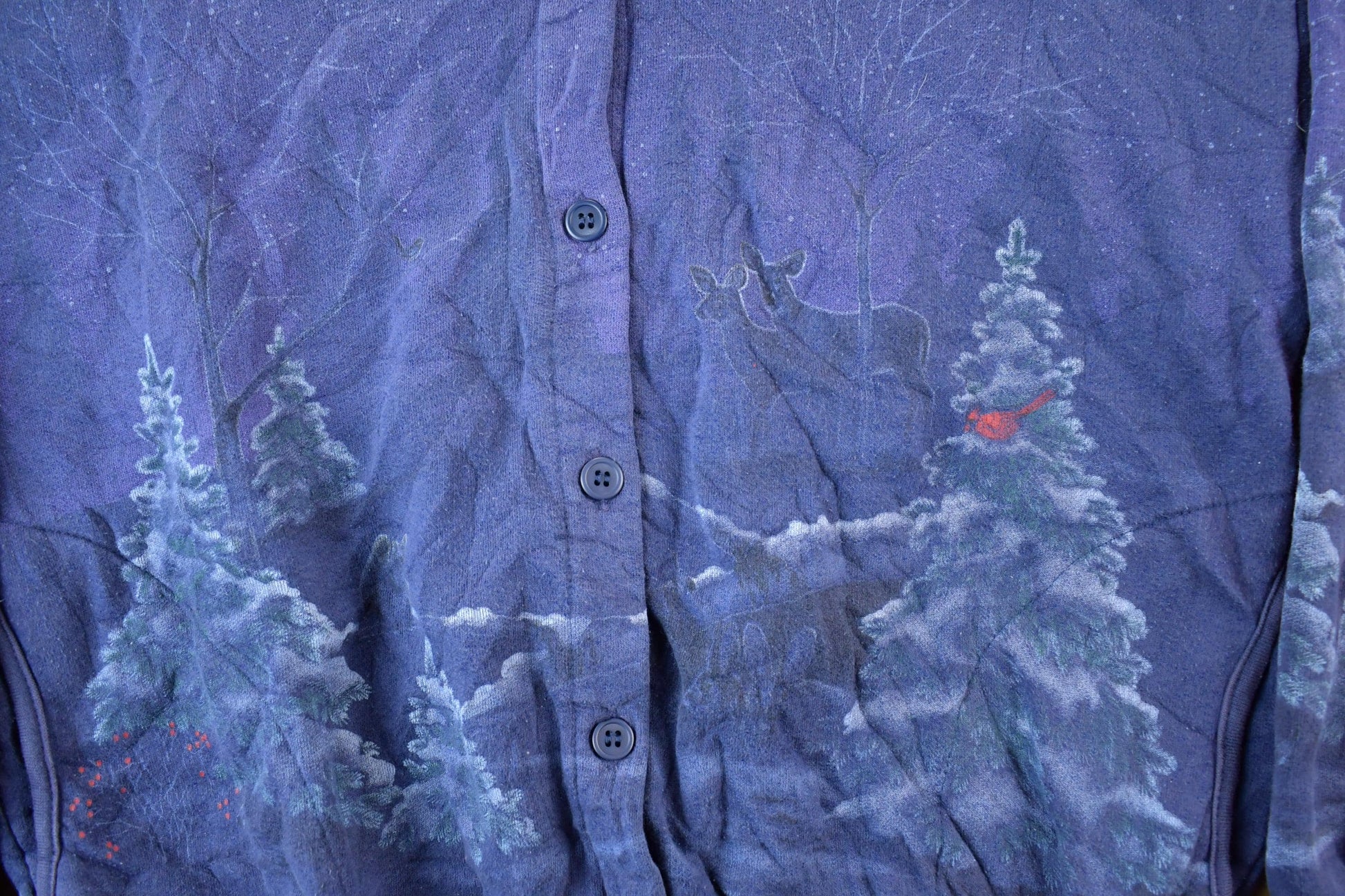 Vintage 1990s Forest Nature Landscape Graphic Cardigan Sweatshirt Women's Medium from propervintagecanada