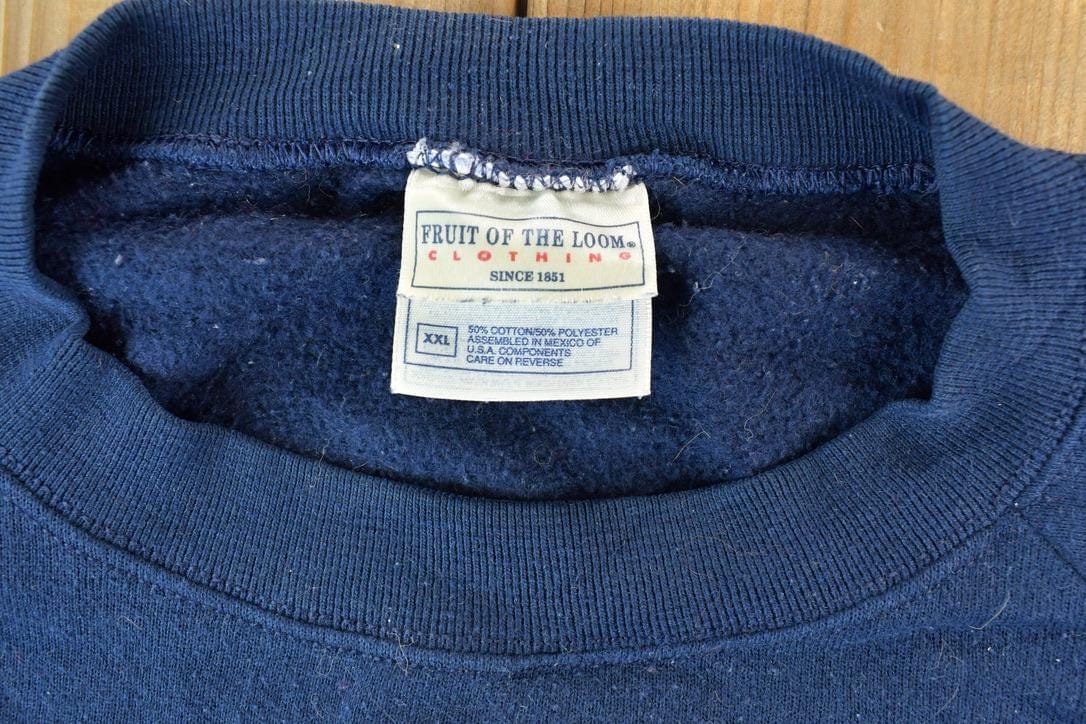 Vintage 1990s FOTL Blank Navy Crewneck Sweatshirt Men's XL from propervintagecanada