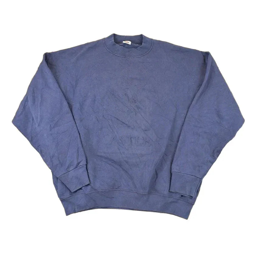 Vintage 1990s FOTL Blank Navy Crewneck Sweatshirt Mens L from propervintagecanada