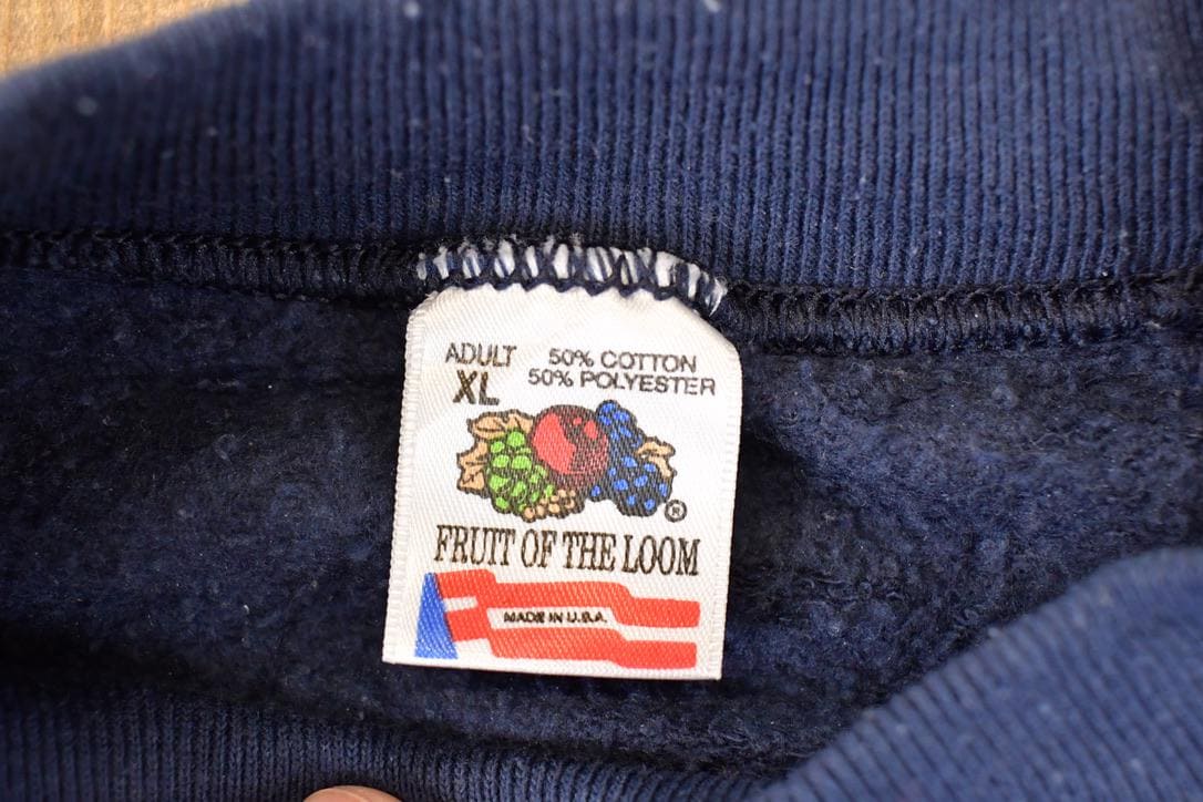Vintage 1990s FOTL Blank Navy Crewneck Sweatshirt Mens L from propervintagecanada