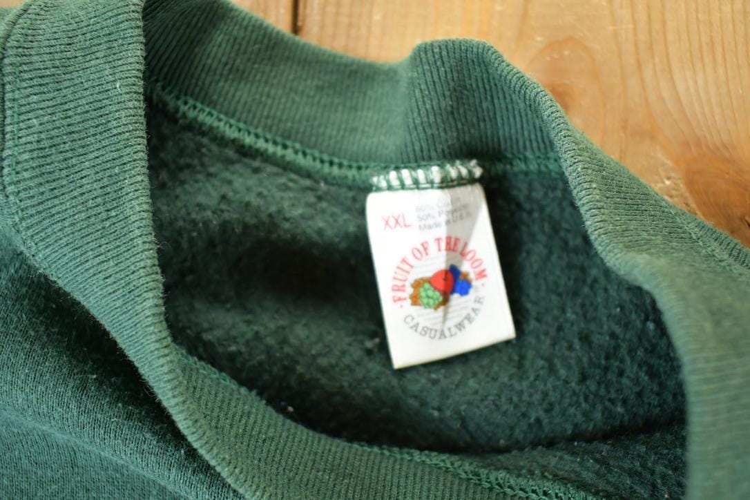 Vintage 1990s FOTL Blank Souvenir Olive Crewneck Sweatshirt Made In USA Men's 2XL from propervintagecanada