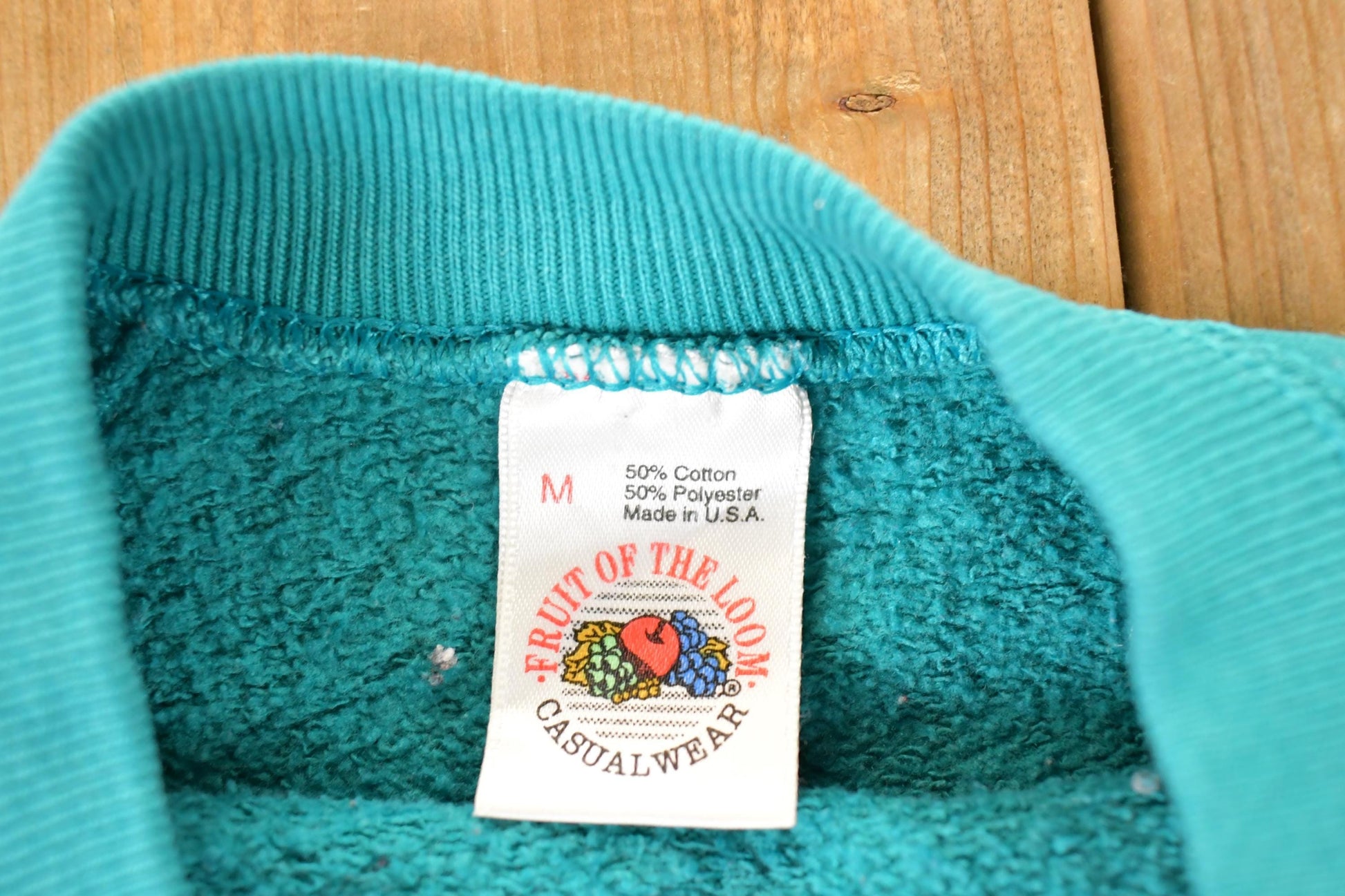 Vintage 1990s FOTL Blank Teal Crewneck Sweatshirt Men's S from propervintagecanada