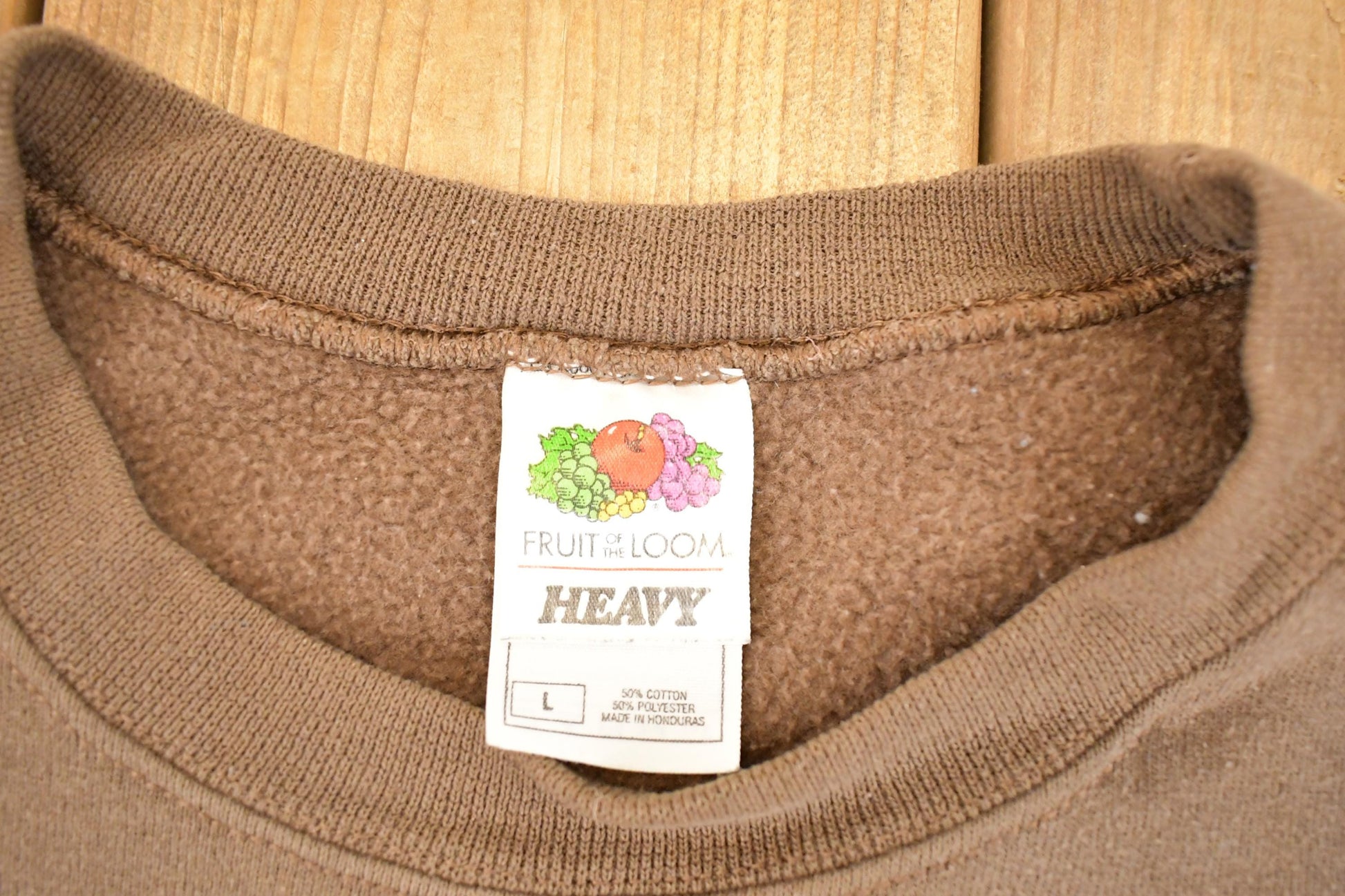 Vintage 1990s FOTL Tan Blank Souvenir Crewneck Sweatshirt Men's L from propervintagecanada