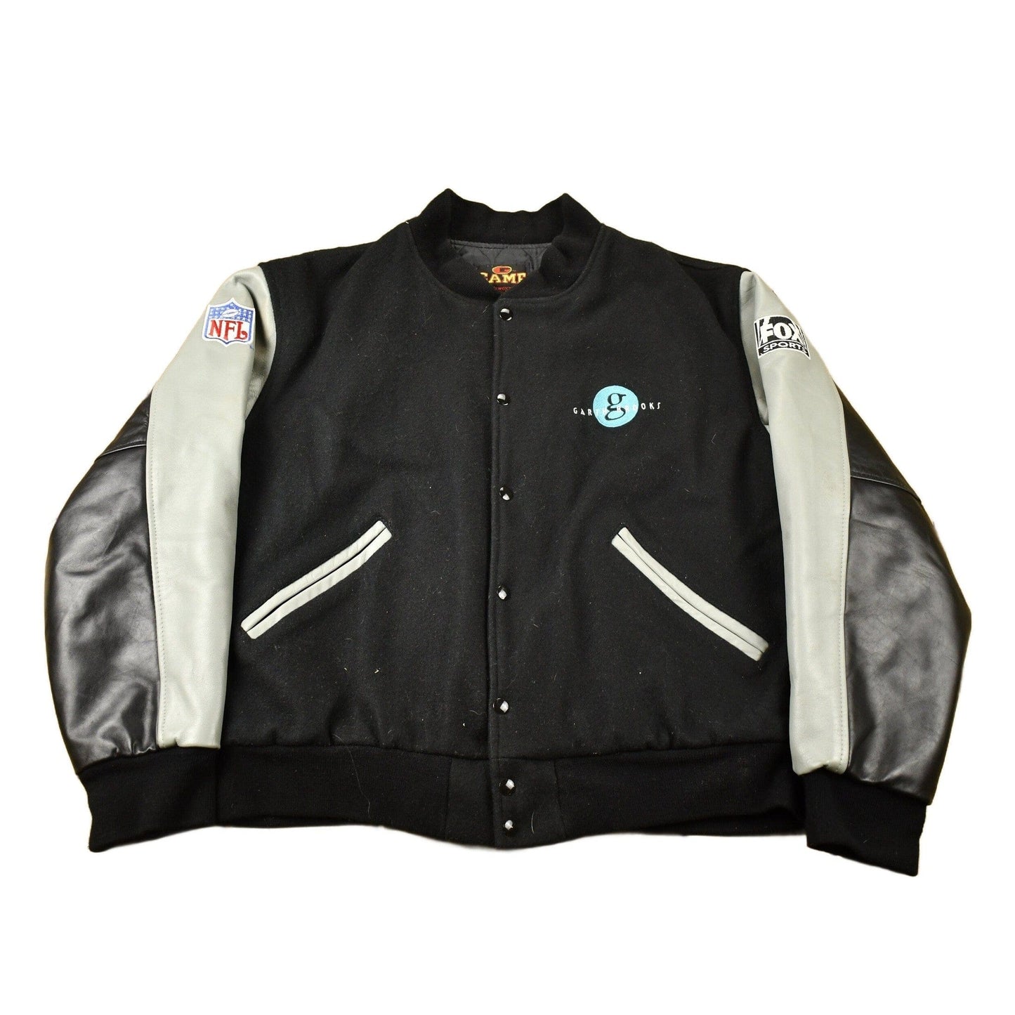 Vintage 1990s FOX NFL Sunday Garth Brooks Leather Varsity Jacket Men's XL from propervintagecanada