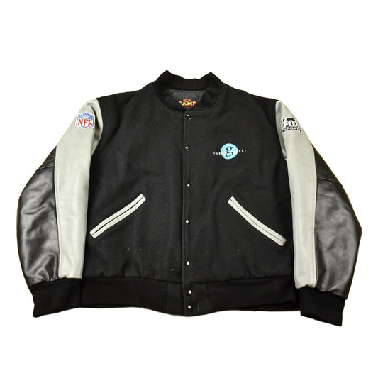 Vintage 1990s FOX NFL Sunday Garth Brooks Leather Varsity Jacket Men's XL from propervintagecanada