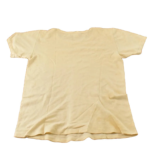 Vintage 1990s Fraly Wool Silk Blank Beige T Shirt Women's M from propervintagecanada