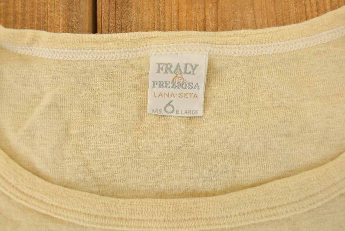Vintage 1990s Fraly Wool Silk Blank Beige T Shirt Women's M from propervintagecanada