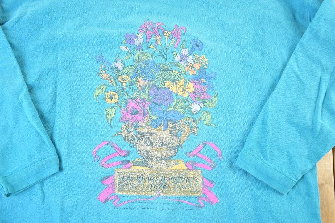 Vintage 1990s French Flowers Crewneck Sweatshirt Womens XL from propervintagecanada