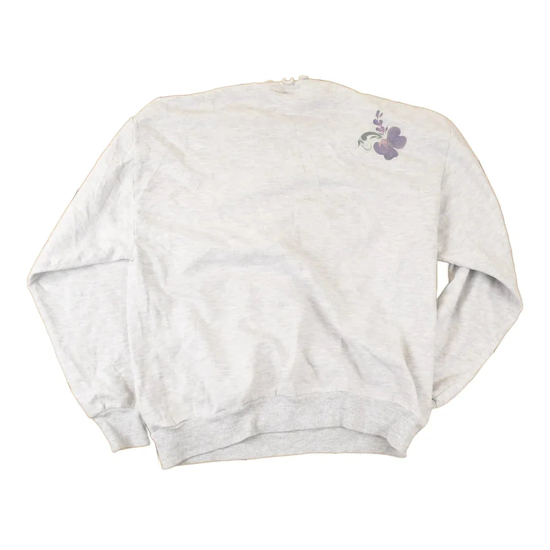 Vintage 1990s Frill Double Collar Floral Graphic Print Crewneck Sweatshirt Womens L from propervintagecanada