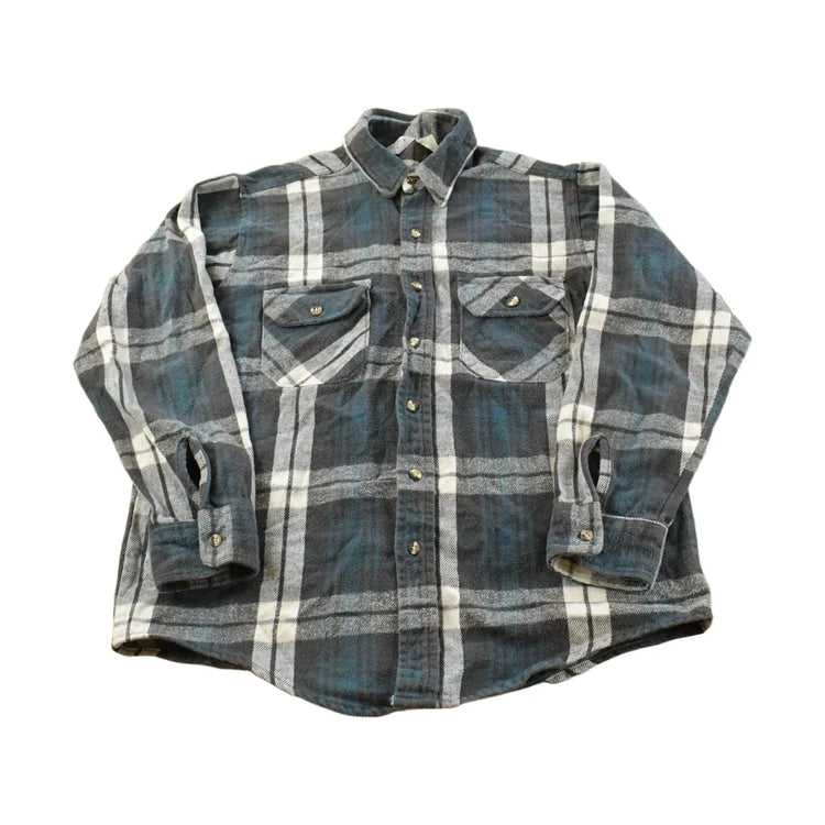 Vintage 1990s Frostproof Blue Plaid Flannel Button Up Shirt Men's L from propervintagecanada