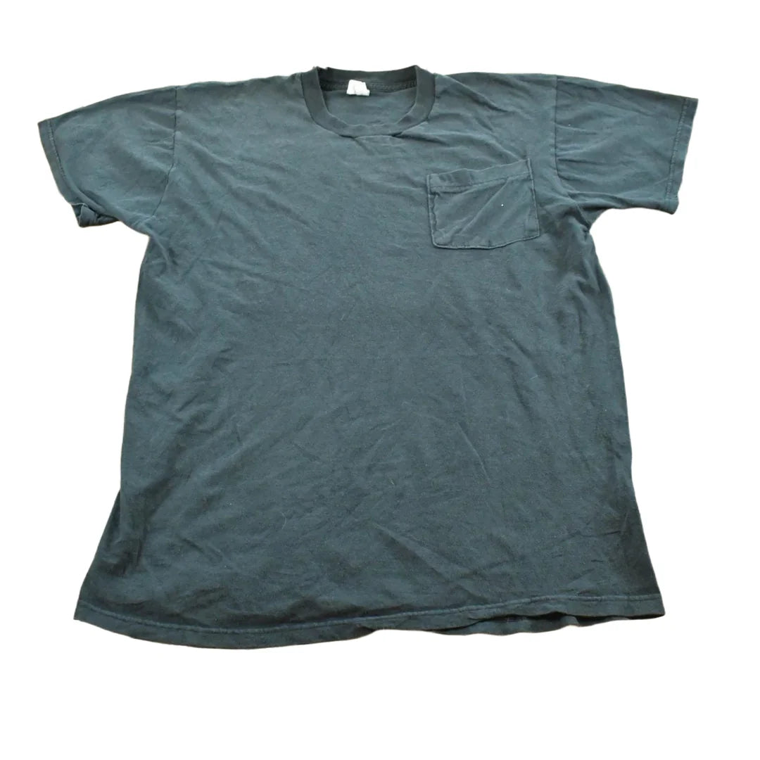 Vintage 1990s Fruit of the Loom Black Blank Pocket T-Shirt Men's M from propervintagecanada