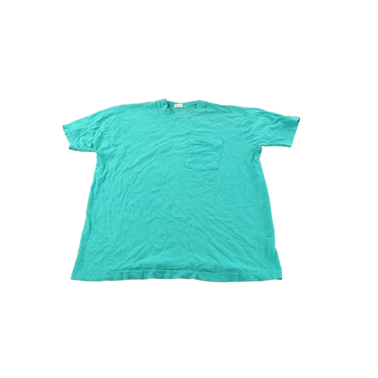 Vintage 1990s Fruit of the Loom Blank Teal Pocket T-Shirt Men's L from propervintagecanada