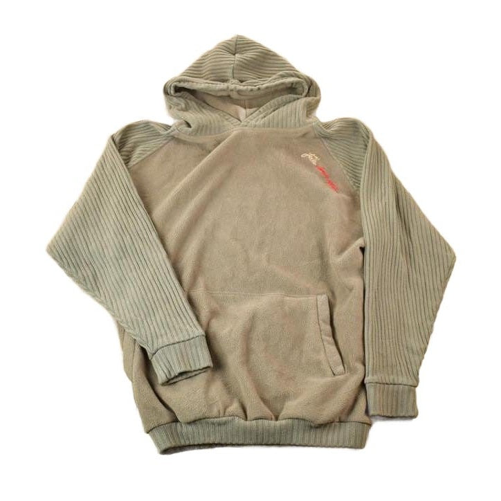 Vintage 1990s FUBU Graphic Embroidered Cable Knit Sleeve Fleece Hoodie Men's Large from propervintagecanada