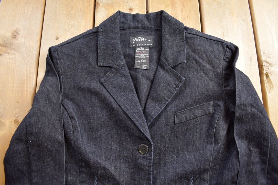 Vintage 1990s Fubu The Collection Light Weight Denim Button Up Blazer Women's S from propervintagecanada