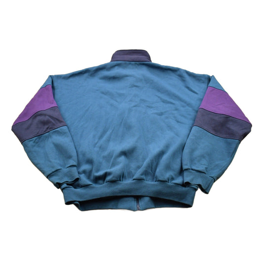Vintage 1990s Full Zip Up Color Block Sweater Men's Large from propervintagecanada
