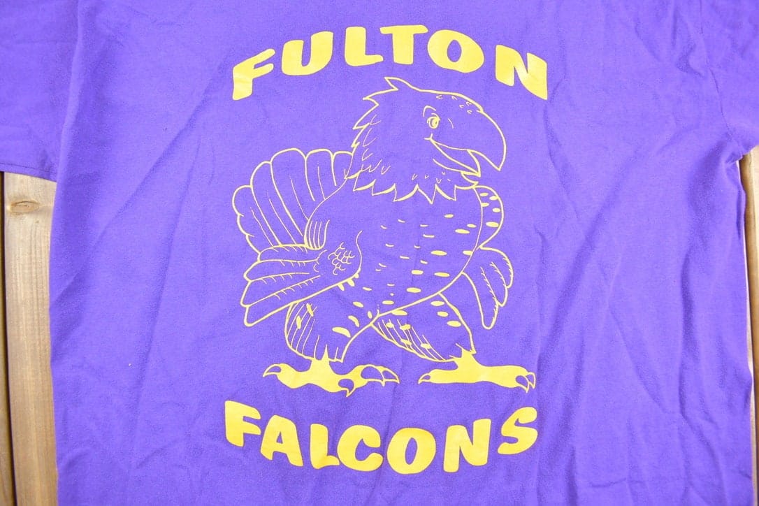 Vintage 1990s Fulton Falcons Graphic T-Shirt / Streetwear / Retro Style / Single Stitch / Made In USA / 90s Graphic Tee / Collegiate Style from propervintagecanada