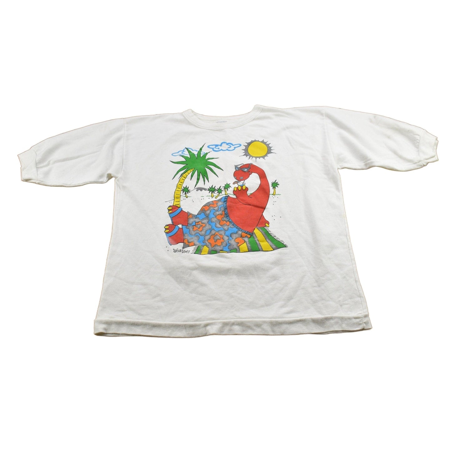 Vintage 1990s Fun Stuff NY Dinosaur Theme Crewneck Short Sleeve Sweatshirt Men's Large from propervintagecanada